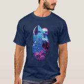 Blue Beetle Retrowave Stadslampjes T-shirt (Voorkant)