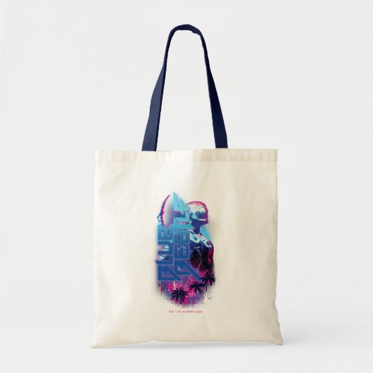 Blue Beetle Retrowave Stadslampjes Tote Bag (Voorkant)
