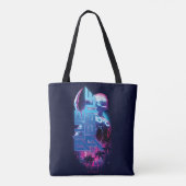 Blue Beetle Retrowave Stadslampjes Tote Bag (Achterkant)