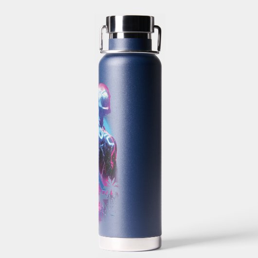 Blue Beetle Retrowave Stadslampjes Waterfles (Achterkant)