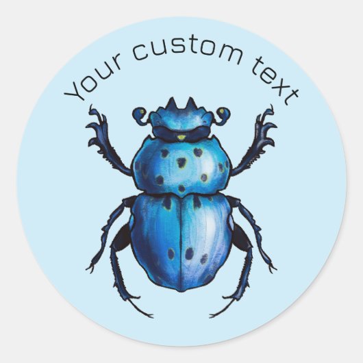 Blue Beetle Scarab Art - Insect Lover Entomology Ronde Sticker (Voorkant)