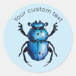 Blue Beetle Scarab Art - Insect Lover Entomology Ronde Sticker