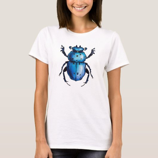 Blue Beetle Scarab Art - Insect Lover Entomology T-shirt (Voorkant)