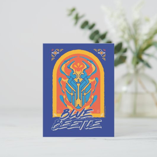 Blue Beetle Scarab Talavera Graphic Briefkaart (Staand voorkant)