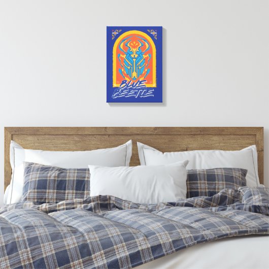 Blue Beetle Scarab Talavera Graphic Canvas Afdruk (Insitu (Slaapkamer))
