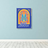 Blue Beetle Scarab Talavera Graphic Canvas Afdruk (Insitu (Houten vloer))