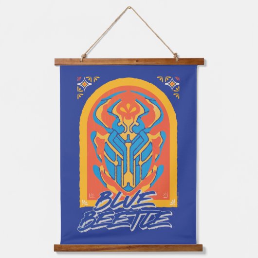Blue Beetle Scarab Talavera Graphic Hangend Wandkleed (Voorkant)