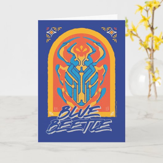 Blue Beetle Scarab Talavera Graphic Kaart (Gele Bloem)