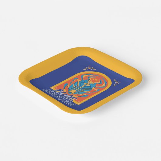 Blue Beetle Scarab Talavera Graphic Papieren Bordje (Gebogen)