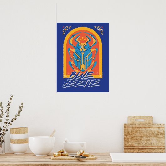 Blue Beetle Scarab Talavera Graphic Poster (Keuken)