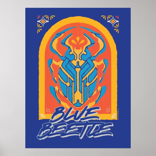 Blue Beetle Scarab Talavera Graphic Poster (Voorkant)