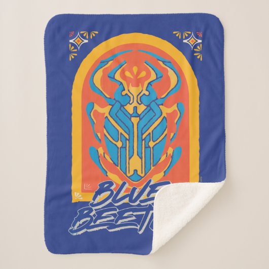 Blue Beetle Scarab Talavera Graphic Sherpa Deken (Voorkant)