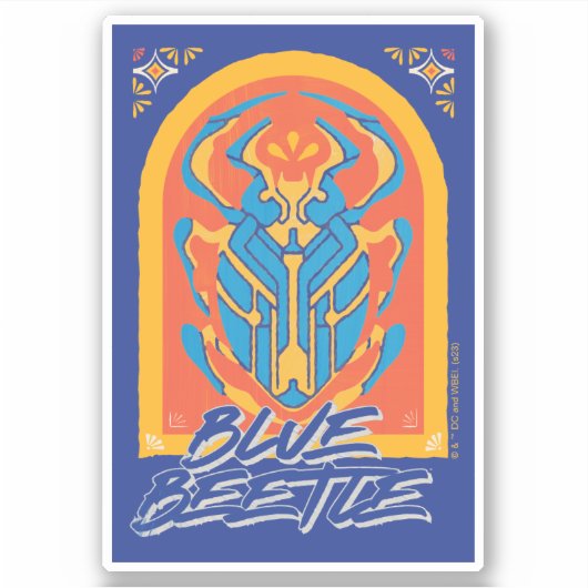 Blue Beetle Scarab Talavera Graphic Sticker (Voorkant)