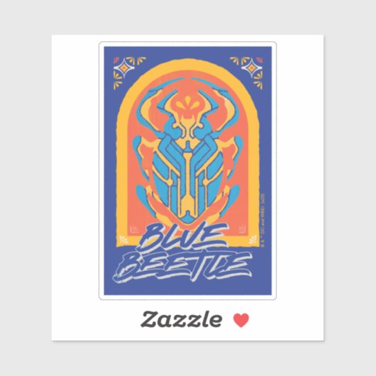 Blue Beetle Scarab Talavera Graphic Sticker (Vel)