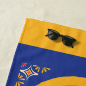 Blue Beetle Scarab Talavera Graphic Strandlaken (In situ)