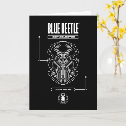 Blue Beetle Scarab Tech Graphic Kaart (Gele Bloem)