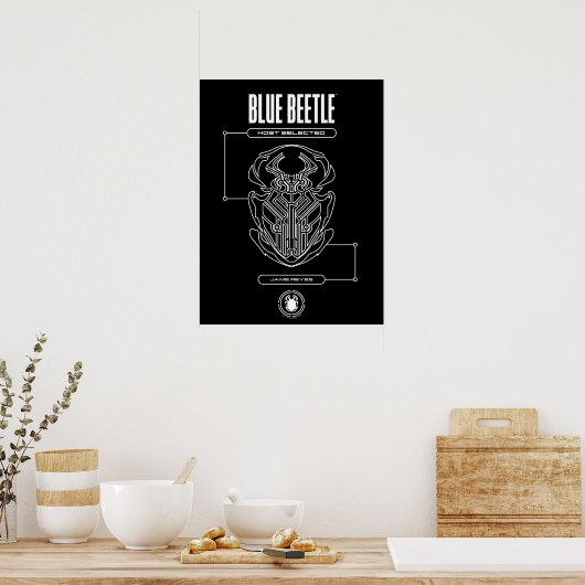 Blue Beetle Scarab Tech Graphic Poster (Keuken)