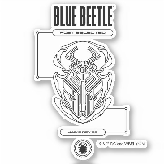 Blue Beetle Scarab Tech Graphic Sticker (Voorkant)