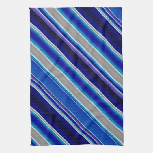 Blue Beige and Lavender Stripes Theedoek (Verticaal)