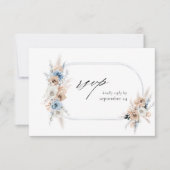 Blue & Beige Boho Floral w Meal RSVP Card 2 (Voorkant)