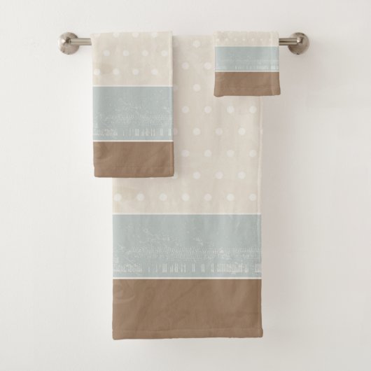 Blue beige Brown Soft Polka Dots Retro Background Bad Handdoek (Insitu)