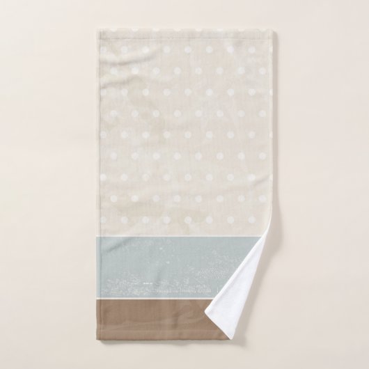 Blue beige Brown Soft Polka Dots Retro Background Bad Handdoek (Handdoek)