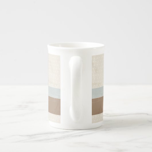 Blue beige Brown Soft Polka Dots Retro Background Porselein Kop (Achterkant)