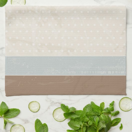 Blue beige Brown Soft Polka Dots Retro Background Theedoek (Gevouwen)