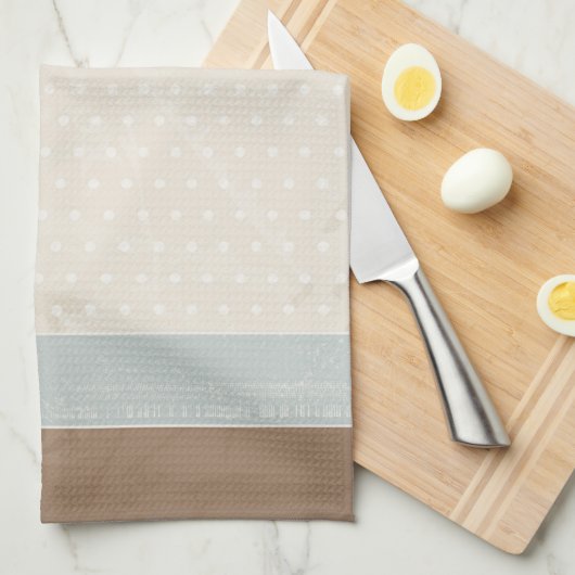 Blue beige Brown Soft Polka Dots Retro Background Theedoek (Quarter Fold)