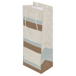 Blue beige Brown Soft Polka Dots Retro Background Wijn Cadeautas