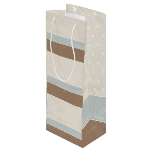 Blue beige Brown Soft Polka Dots Retro Background Wijn Cadeautas (Achterkant Gekanteld)