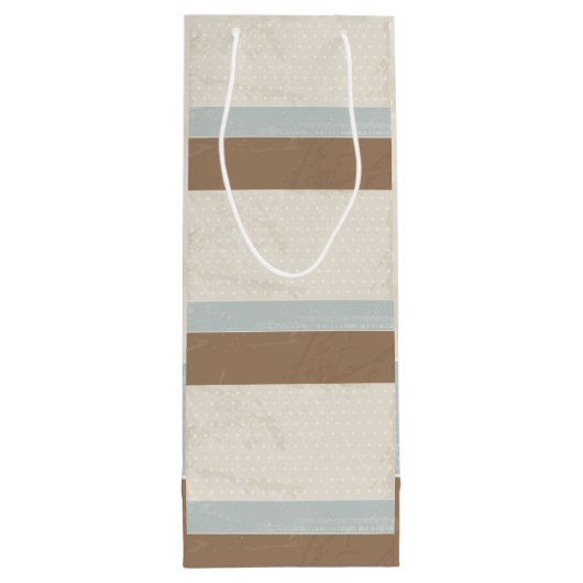 Blue beige Brown Soft Polka Dots Retro Background Wijn Cadeautas (Achterkant)