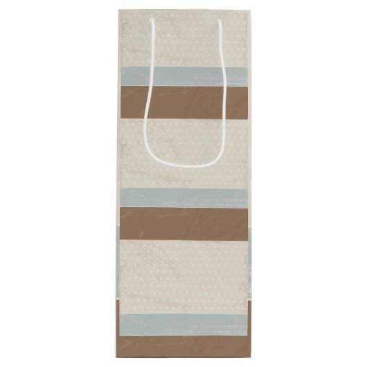 Blue beige Brown Soft Polka Dots Retro Background Wijn Cadeautas (Voorkant)