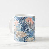 Blue Beige Coral Sealife Ocean Art Koffiemok (Voorkant links)