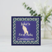 Blue & Beige DAMASK First Heilige Communauteit INV Kaart (Staand voorkant)