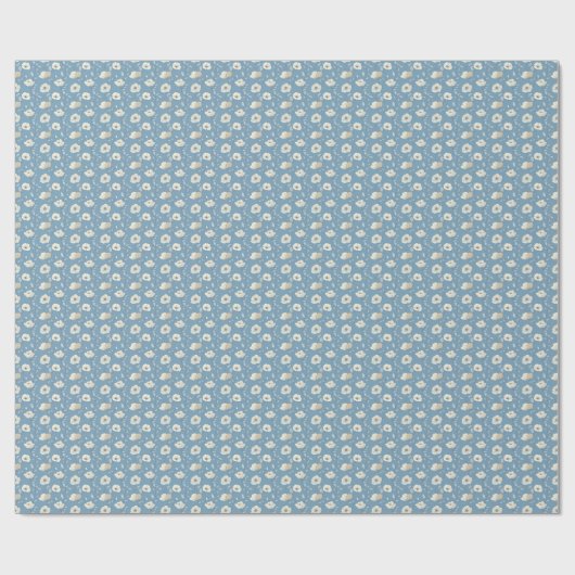 Blue Beige Floral Birthday Bridal Baby Shower Cadeaupapier (Vlak)