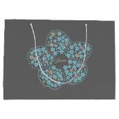 Blue Beige Floral Bloom – Dark Grey Botanical Mode Groot Cadeauzakje (Achterkant)