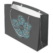 Blue Beige Floral Bloom – Dark Grey Botanical Mode Groot Cadeauzakje (Achterkant Gekanteld)