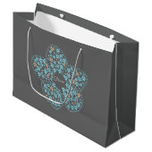 Blue Beige Floral Bloom – Dark Grey Botanical Mode Groot Cadeauzakje (Voorkant Gekanteld)
