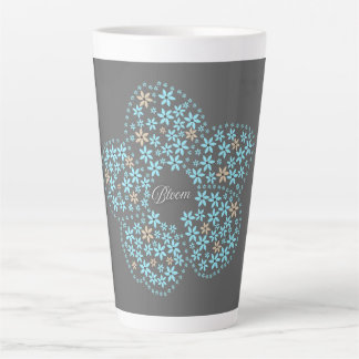 Blue Beige Floral Bloom – Dark Grey Botanical Mode Latte Mok