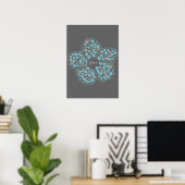 Blue Beige Floral Bloom – Dark Grey Botanical Mode Poster (Thuiskantoor)