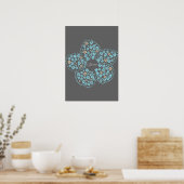 Blue Beige Floral Bloom – Dark Grey Botanical Mode Poster (Keuken)