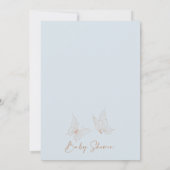 Blue beige Floral Butterfly Kisses Baby shower Kaart (Achterkant)