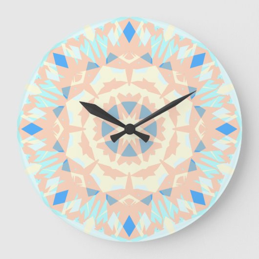 Blue Beige Geometric Star Summer Summertime Decor Grote Klok (Voorkant)