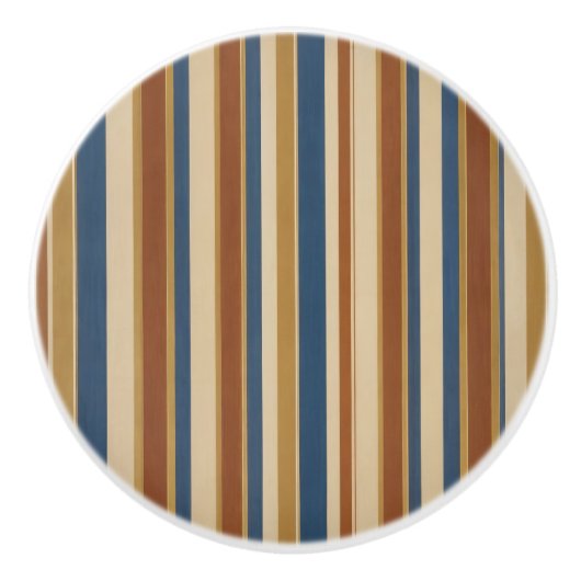 Blue beige gold and bronze stripes keramische knop (Voorkant)