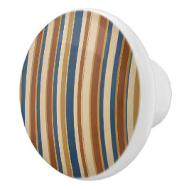 Blue beige gold and bronze stripes keramische knop