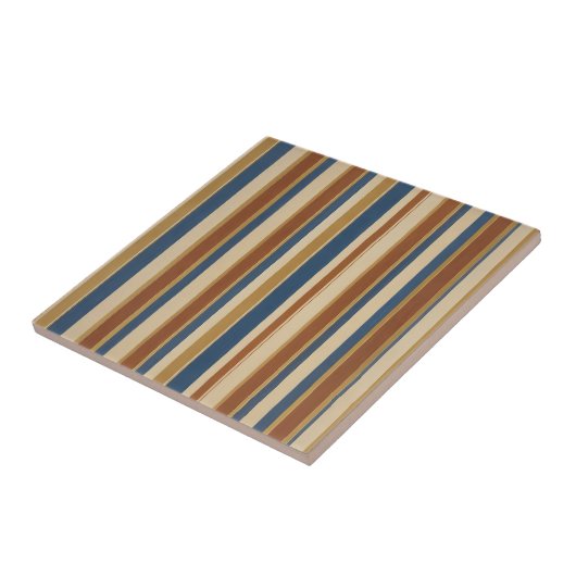 Blue beige gold and bronze stripes tegeltje (Zijkant)