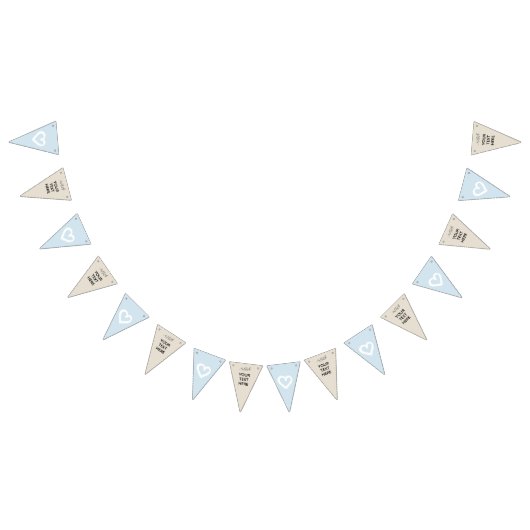 Blue Beige Hearts bruiloft Party DOET HET AAN! Vlaggetjes (Alle)