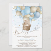 Blue Beige Hot Air ballon Barly Beer Baby shower Kaart (Voorkant)
