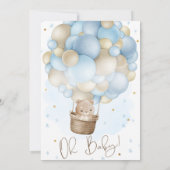 Blue Beige Hot Air ballon Barly Beer Baby shower Kaart (Achterkant)